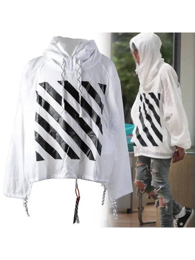 Back diagonal painting anorak hoodie white AU9003 08 00 - OFF WHITE - BALAAN 1