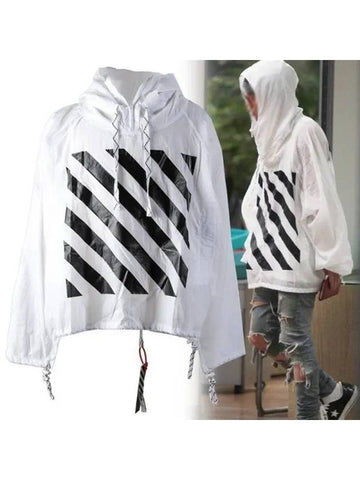 Back diagonal painting anorak hoodie white AU9003 08 00 - OFF WHITE - BALAAN 1