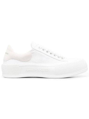 Deck Plimsoll Lace-Up Low-Top Sneakers White - ALEXANDER MCQUEEN - BALAAN 1