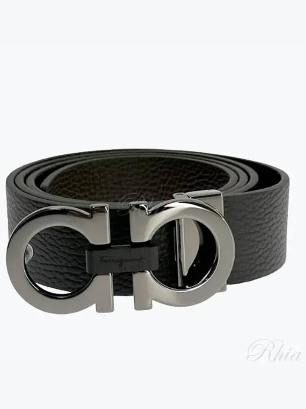 Reversible Gancini Belt Black Hickory - SALVATORE FERRAGAMO - BALAAN 2