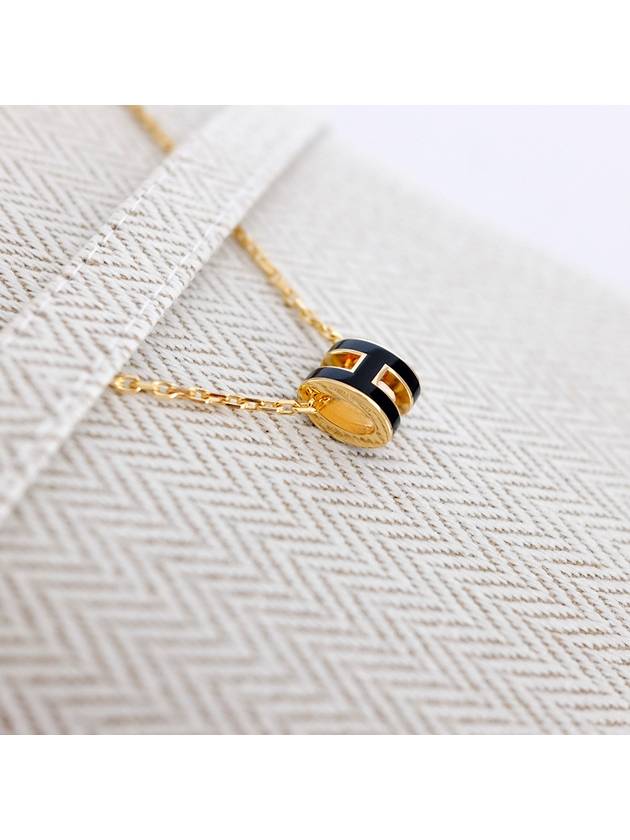 Mini Pop H Pendant Necklace Gold Noir - HERMES - BALAAN 6