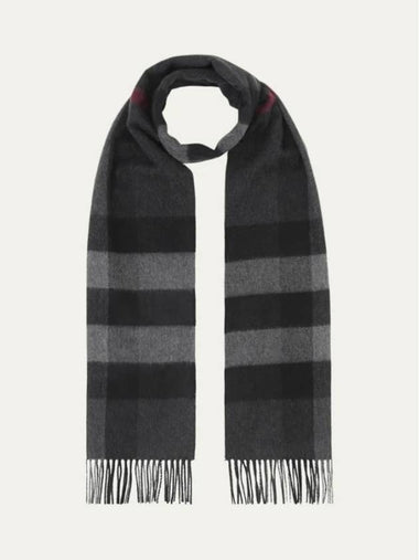 Half Mega Check Pattern Cashmere Muffler Charcoal - BURBERRY - BALAAN 1