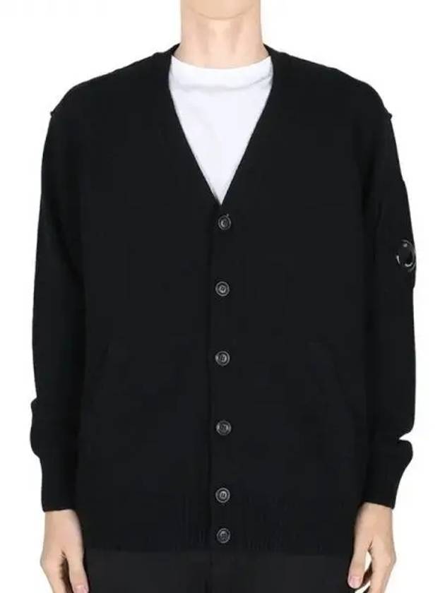 Lambswool GRS Buttoned Cardigan Black - CP COMPANY - BALAAN 2