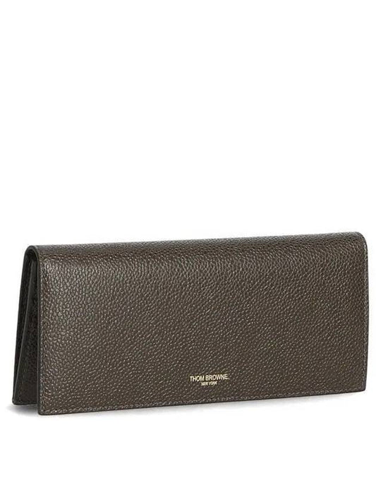 Men's Logo Pebble Grain Leather Long Wallet Brown - THOM BROWNE - BALAAN 2