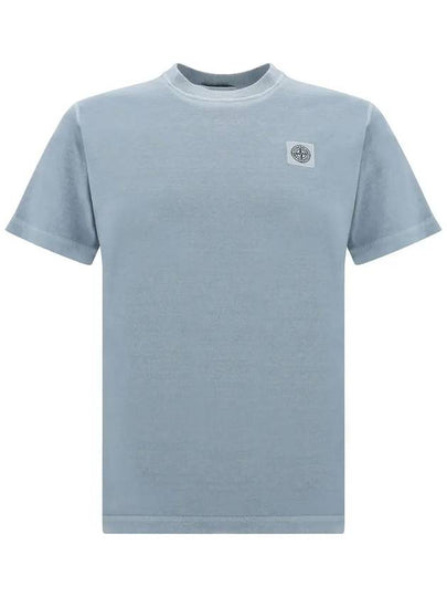 Organic Cotton Short Sleeve T-Shirt Sky Blue - STONE ISLAND - BALAAN 2