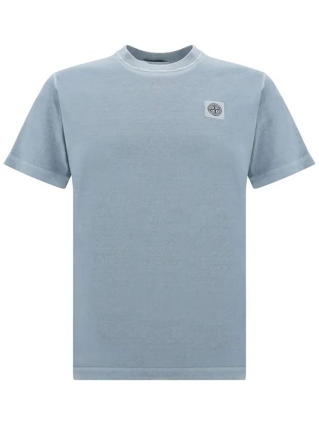 Organic Cotton Short Sleeve T-Shirt Sky Blue - STONE ISLAND - BALAAN 3