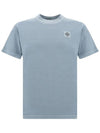 Organic Cotton Short Sleeve T-Shirt Sky Blue - STONE ISLAND - BALAAN 2