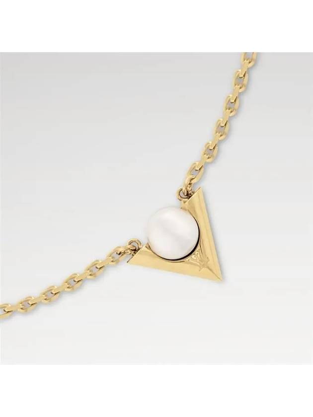 V For Vuitton Pearl And Metal Necklace Gold - LOUIS VUITTON - BALAAN 3