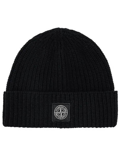 Logo Knit Beanie Black - STONE ISLAND - BALAAN 2