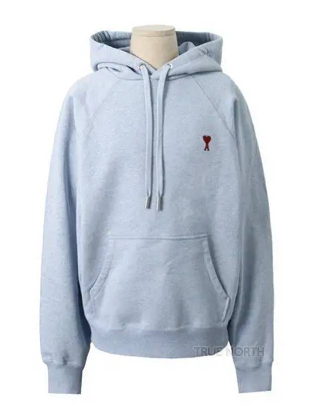 Heart Logo Organic Cotton Hoodie Light Blue - AMI - BALAAN 2