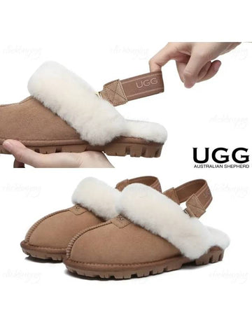 Resin fleece banding detachable fur sandals winter chestnut ugg slippers - EVER AUSTRALIA UGG - BALAAN 1