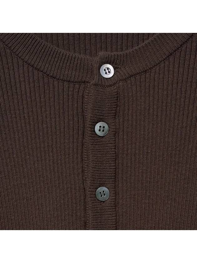 Cotton ribbed henley neck knit deep brown - NOIRER - BALAAN 6