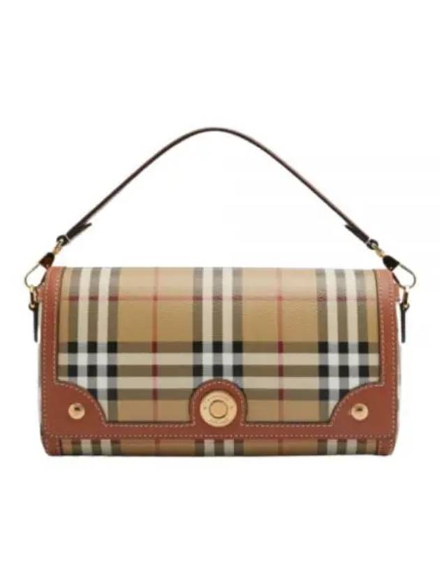 Women's Check Leather Top Handle Shoulder Bag Beige - BURBERRY - BALAAN 2