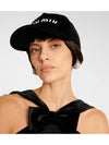 Embroidered Logo Velvet Ball Cap Black - MIU MIU - BALAAN 5