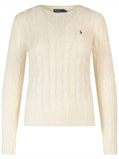 Embroidered Logo Pony Cable Knit Top Cream - POLO RALPH LAUREN - BALAAN 2