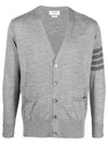 4-Bar Stripe Sustainable Merino Wool Cardigan Grey - THOM BROWNE - BALAAN 2