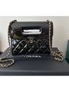 Mini Flap Bag with Handle Patent Calfskin Gold Metal Black - CHANEL - BALAAN 9