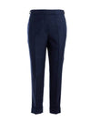 Tab Wool Turn-Up Straight Pants Navy - THOM BROWNE - BALAAN 1