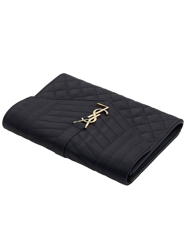 Matelasse Envelope Flap Satin Clutch Bag Black - SAINT LAURENT - BALAAN 5