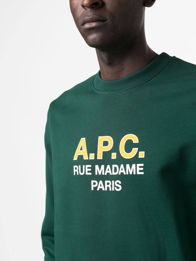 Logo Print Cotton Sweatshirt Green - A.P.C. - BALAAN 7