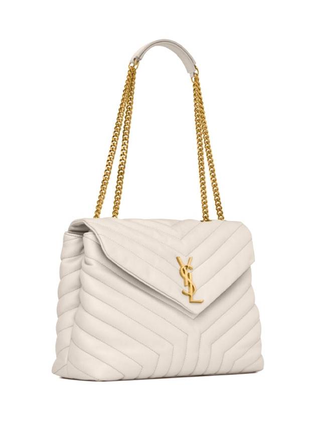 Loulou Matelasse Quilted Y Leather Medium Shoulder Bag Blanc Vintage - SAINT LAURENT - BALAAN 3