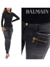 Low Rise Biker Skinny Jeans Black - BALMAIN - BALAAN 2