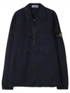 Brushed Organic Cotton Overshirt Jacket Navy - STONE ISLAND - BALAAN 2