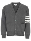 Milano Stitch 4-Bar Cardigan Medium Grey - THOM BROWNE - BALAAN 2