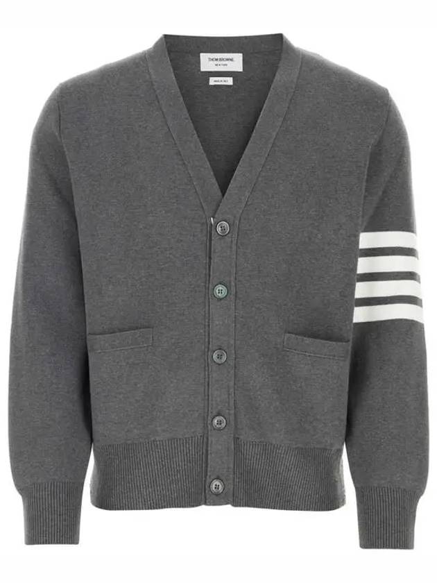 Milano Stitch 4-Bar Cardigan Medium Grey - THOM BROWNE - BALAAN 2