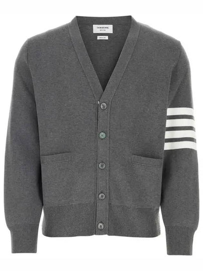 Milano Stitch 4-Bar Cardigan Medium Grey - THOM BROWNE - BALAAN 2