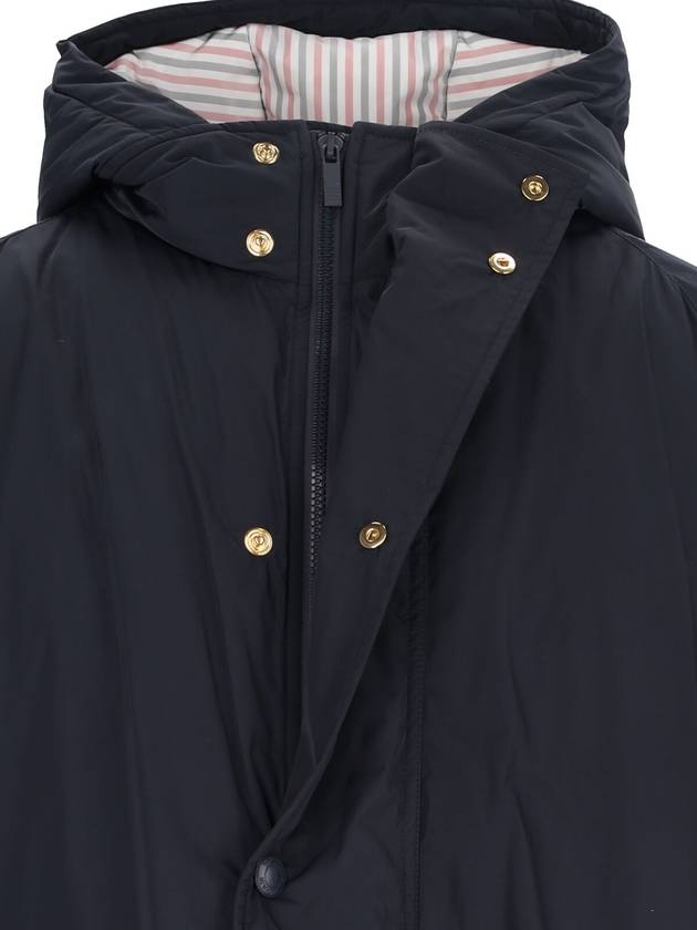 Men's 4 Bar Poly Twill Hooded Parka Navy - THOM BROWNE - BALAAN 6