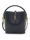 Le 37 Signature Logo Shiny Leather Small Bucket Bag Black - SAINT LAURENT - BALAAN 3