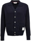 Logo Patch Rib Cardigan Navy - THOM BROWNE - BALAAN 2