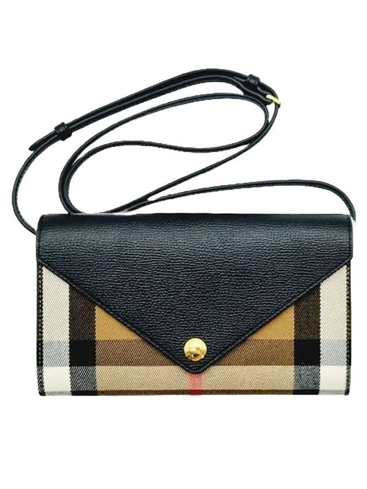 Hannah Envelope Cross Bag Black Beige - BURBERRY - BALAAN 1