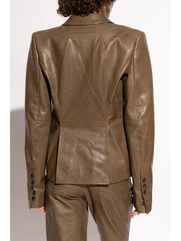 Rick Owens Leather Blazer, Women's, Brown - RICK OWENS - BALAAN 4