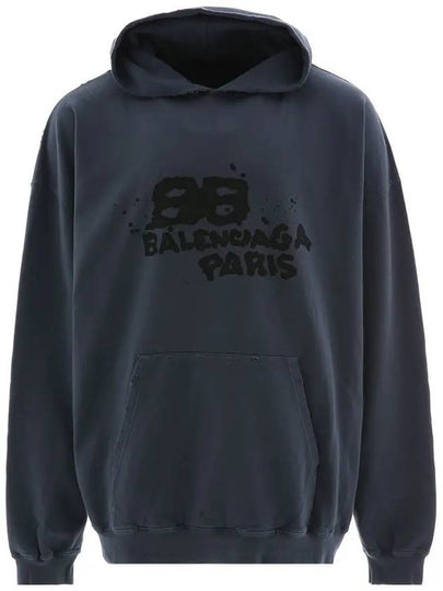 Graffiti Logo Printing Hoodie Navy - BALENCIAGA - BALAAN 2