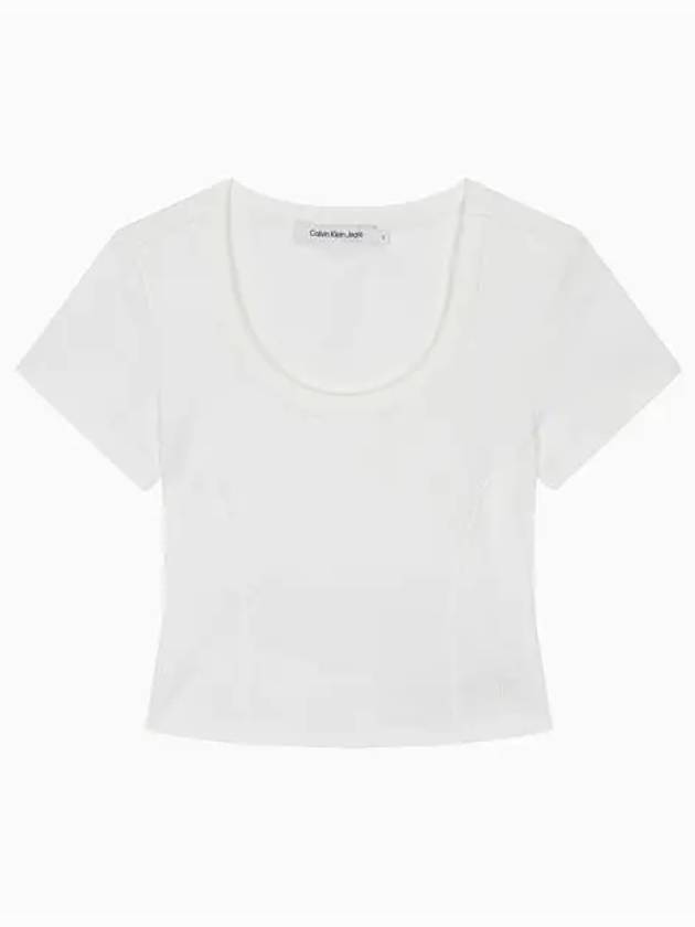 Jeans Rib Open Back Cropped Short Sleeve T-Shirt White - CALVIN KLEIN - BALAAN 2