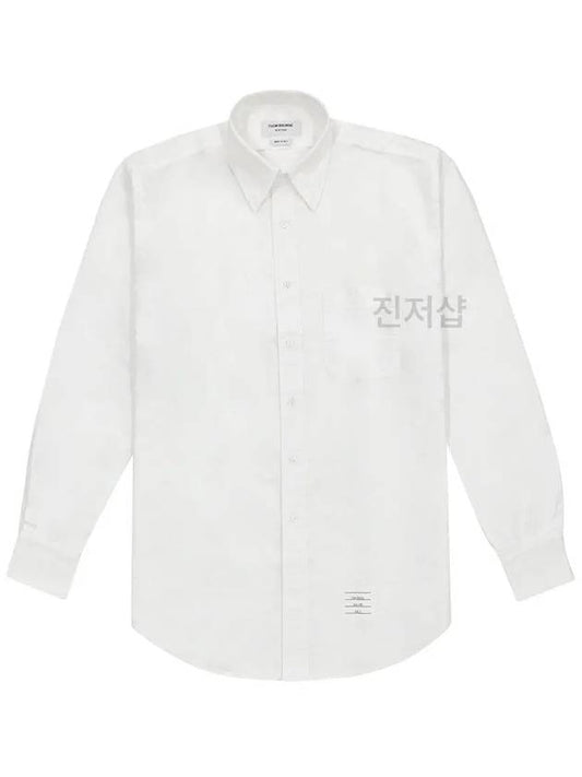 Men's Logo Patch Cotton Long Sleeve Shirt White - THOM BROWNE - BALAAN 2