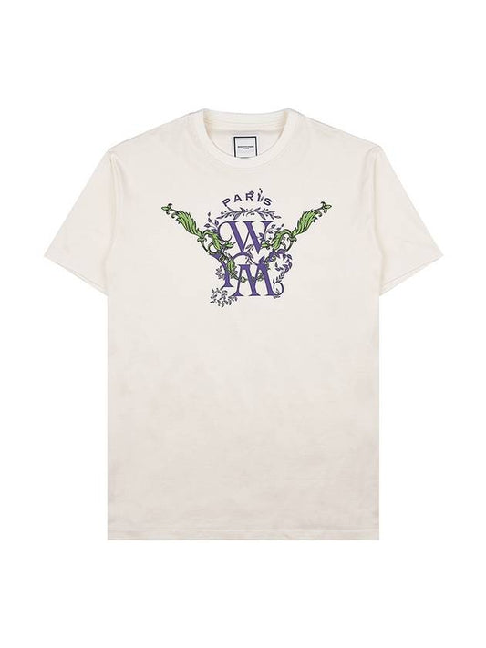 Cotton Leaf Printing LogoT Shirt Ivory - WOOYOUNGMI - BALAAN 1