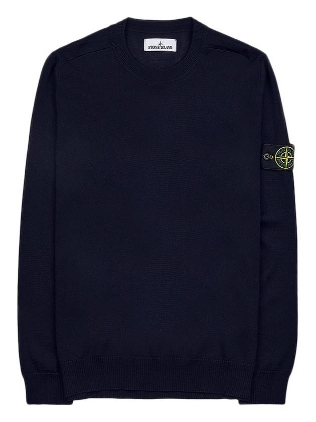 Regular Fit Crew Neck Wool Knit Top Navy - STONE ISLAND - BALAAN 10