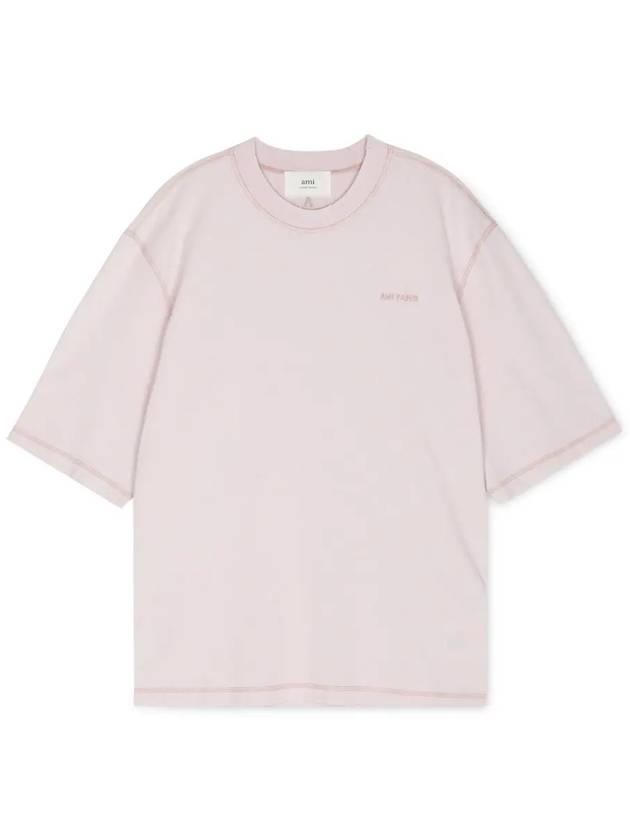 Fade out embroid logo short sleeve t-shirt pink - AMI - BALAAN 2