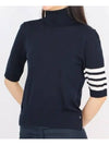 Fine Merino 4 Bar Relaxed Short Sleeve Turtleneck Navy - THOM BROWNE - BALAAN 2