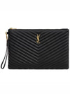 Gold Monogram Document Holder In Matelasse Leather Black - SAINT LAURENT - BALAAN 2