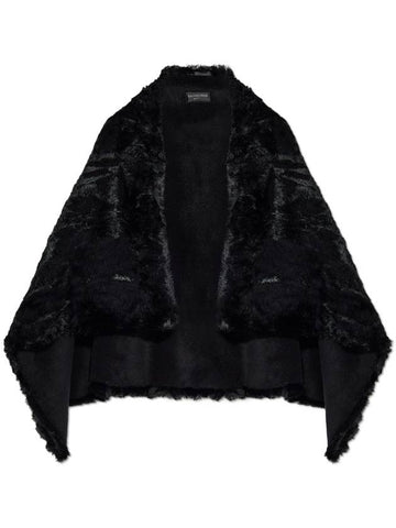 Balenciaga Faux Fur Cape From The Skiwear Collection, Women's, Black - BALENCIAGA - BALAAN 1