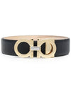 Reversible Gancini Leather Belt Black - SALVATORE FERRAGAMO - BALAAN 2