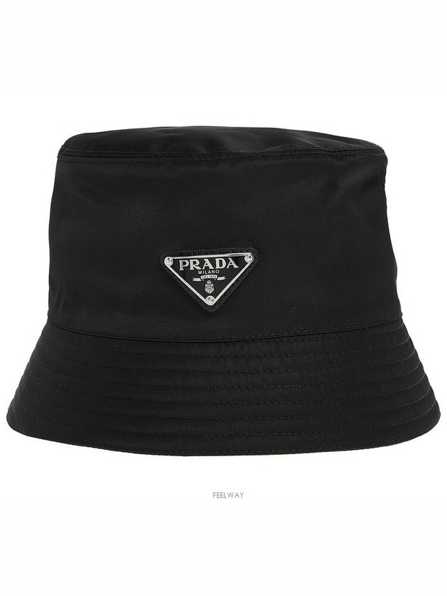 Triangle Logo Re-nylon Bucket Hat Black - PRADA - BALAAN 3