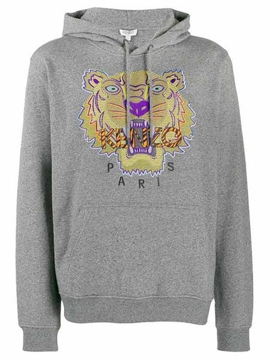 Hiking Tiger Embroidered Hoodie Grey - KENZO - BALAAN 1