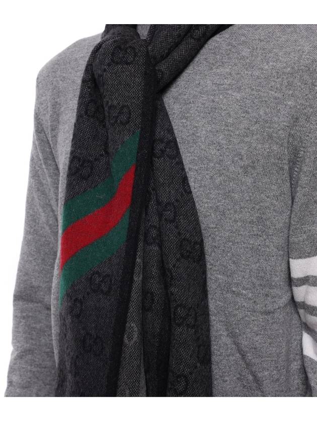 GG Web Wool Muffler Grey - GUCCI - BALAAN 5