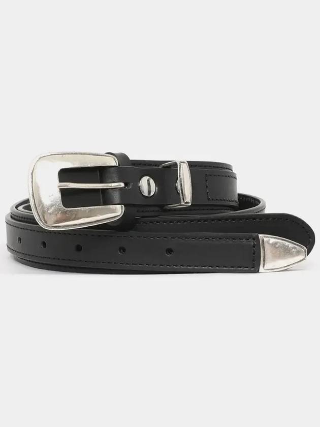 Minimal Western Cow Leather Belt Black - LEMAIRE - BALAAN 4