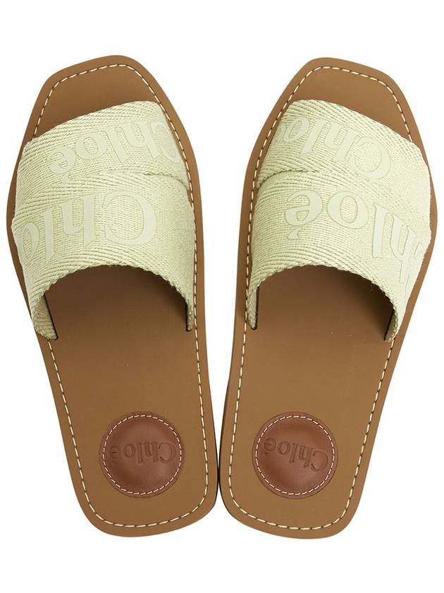 Woody Logo Flat Mule Slippers Green - CHLOE - BALAAN 3